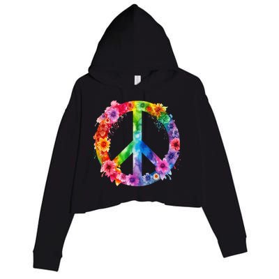 PEACE Love Hippie SIGN LOVE Flower World Peace Day Crop Fleece Hoodie