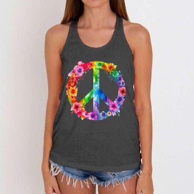 PEACE Love Hippie SIGN LOVE Flower World Peace Day Women's Knotted Racerback Tank