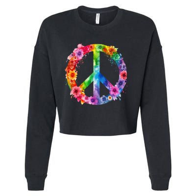 PEACE Love Hippie SIGN LOVE Flower World Peace Day Cropped Pullover Crew