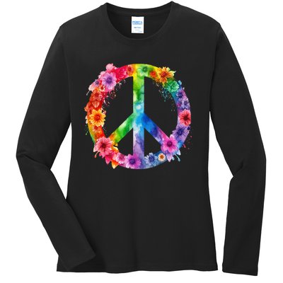 PEACE Love Hippie SIGN LOVE Flower World Peace Day Ladies Long Sleeve Shirt