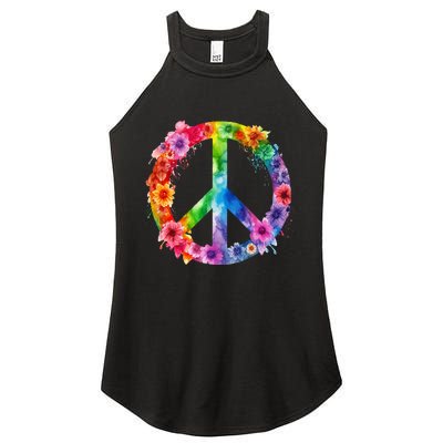 PEACE Love Hippie SIGN LOVE Flower World Peace Day Women's Perfect Tri Rocker Tank