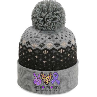 Peace Love Hope End Domestic Violence Awareness The Baniff Cuffed Pom Beanie