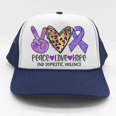 Peace Love Hope End Domestic Violence Awareness Trucker Hat