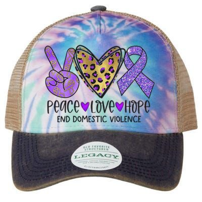 Peace Love Hope End Domestic Violence Awareness Legacy Tie Dye Trucker Hat