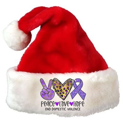 Peace Love Hope End Domestic Violence Awareness Premium Christmas Santa Hat