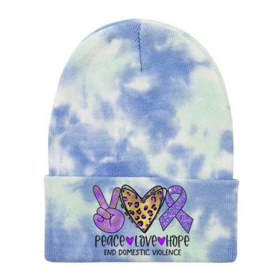 Peace Love Hope End Domestic Violence Awareness Tie Dye 12in Knit Beanie