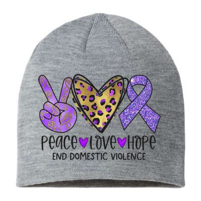 Peace Love Hope End Domestic Violence Awareness Sustainable Beanie