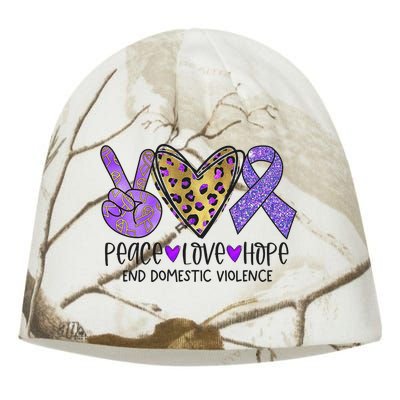 Peace Love Hope End Domestic Violence Awareness Kati - Camo Knit Beanie