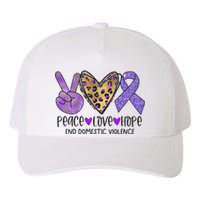 Peace Love Hope End Domestic Violence Awareness Yupoong Adult 5-Panel Trucker Hat