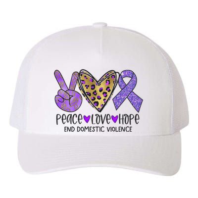 Peace Love Hope End Domestic Violence Awareness Yupoong Adult 5-Panel Trucker Hat