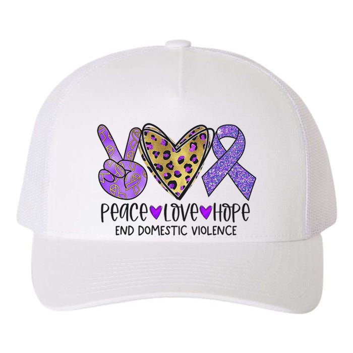 Peace Love Hope End Domestic Violence Awareness Yupoong Adult 5-Panel Trucker Hat