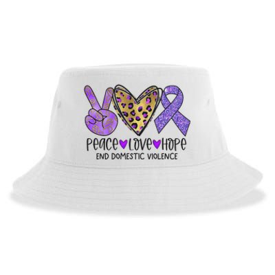 Peace Love Hope End Domestic Violence Awareness Sustainable Bucket Hat