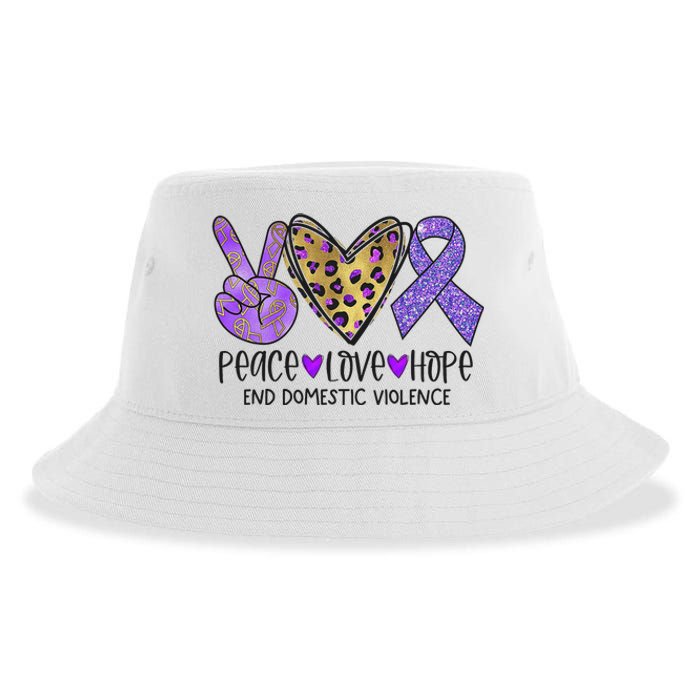 Peace Love Hope End Domestic Violence Awareness Sustainable Bucket Hat