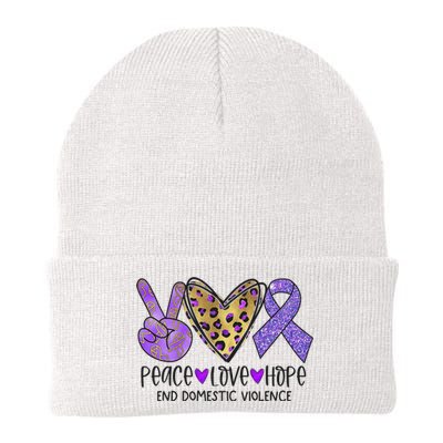 Peace Love Hope End Domestic Violence Awareness Knit Cap Winter Beanie