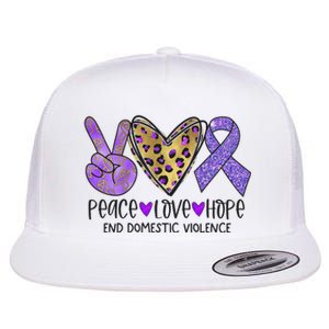 Peace Love Hope End Domestic Violence Awareness Flat Bill Trucker Hat