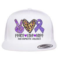 Peace Love Hope End Domestic Violence Awareness Flat Bill Trucker Hat