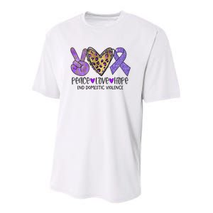 Peace Love Hope End Domestic Violence Awareness Youth Performance Sprint T-Shirt