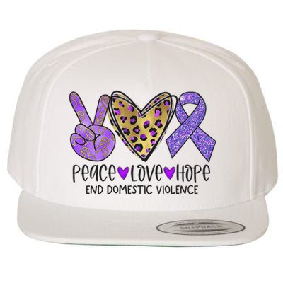 Peace Love Hope End Domestic Violence Awareness Wool Snapback Cap