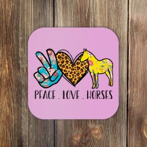 Peace Love Horses Riding Equestrian Gypsy Hippie Coaster