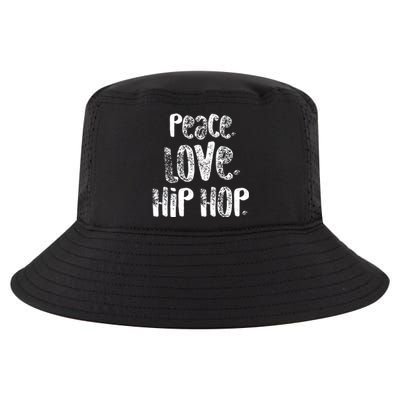 Peace Love Hip Hop Dancing White Cool Comfort Performance Bucket Hat