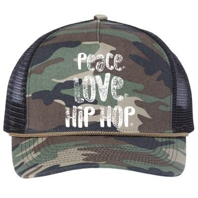 Peace Love Hip Hop Dancing White Retro Rope Trucker Hat Cap