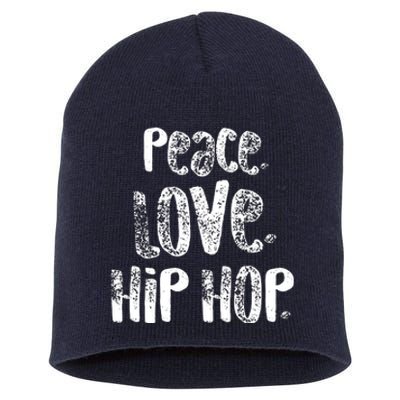 Peace Love Hip Hop Dancing White Short Acrylic Beanie