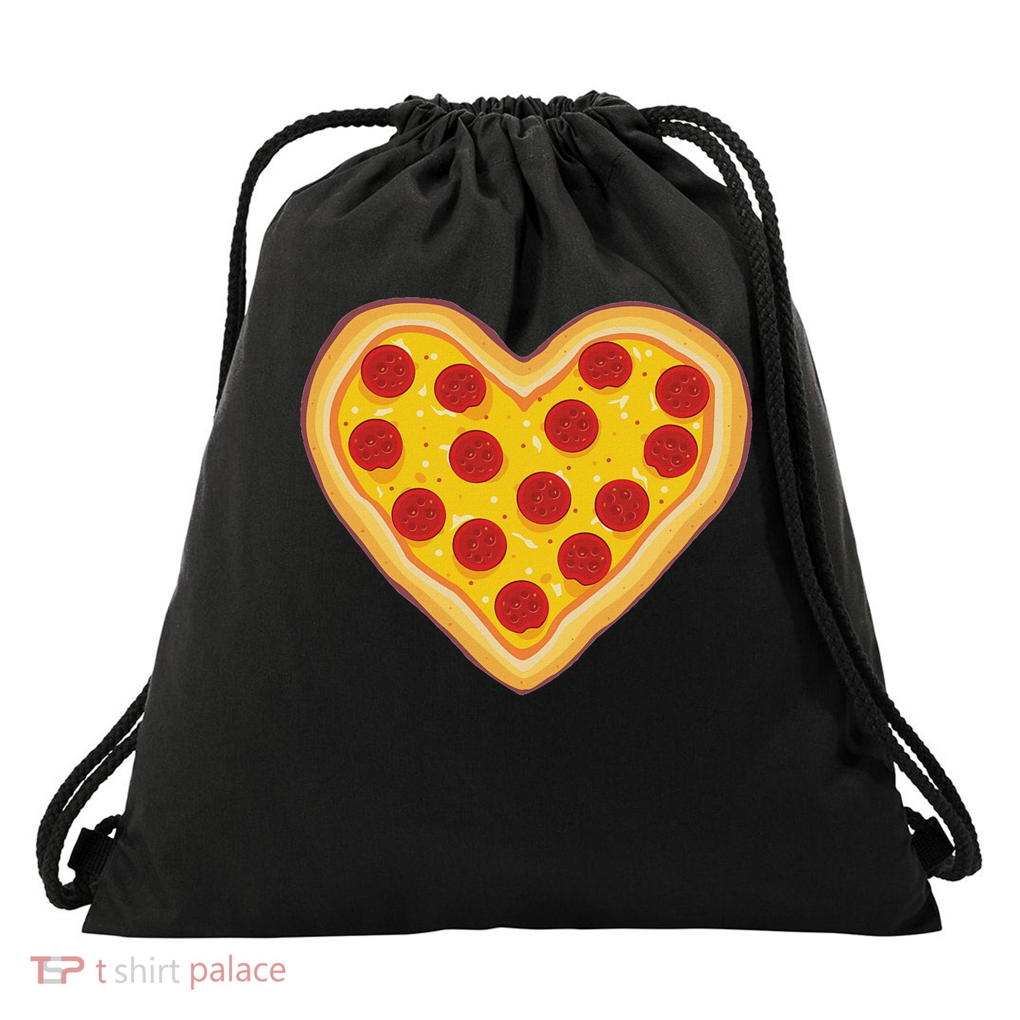 Pizza Love Heart Pepperoni Slice For Pizza Lovers Drawstring Bag