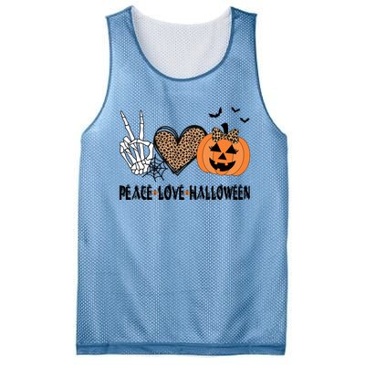 Peace Love Halloween Scary Pumpkin Leopard Skeleton Cool Gift Mesh Reversible Basketball Jersey Tank