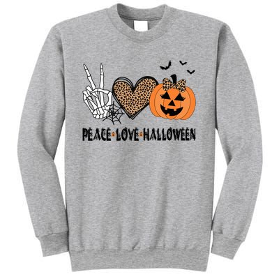 Peace Love Halloween Scary Pumpkin Leopard Skeleton Cool Gift Sweatshirt