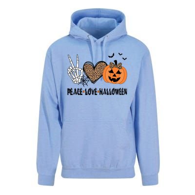 Peace Love Halloween Scary Pumpkin Leopard Skeleton Cool Gift Unisex Surf Hoodie