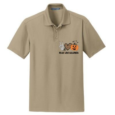 Peace Love Halloween Scary Pumpkin Leopard Skeleton Cool Gift Dry Zone Grid Polo