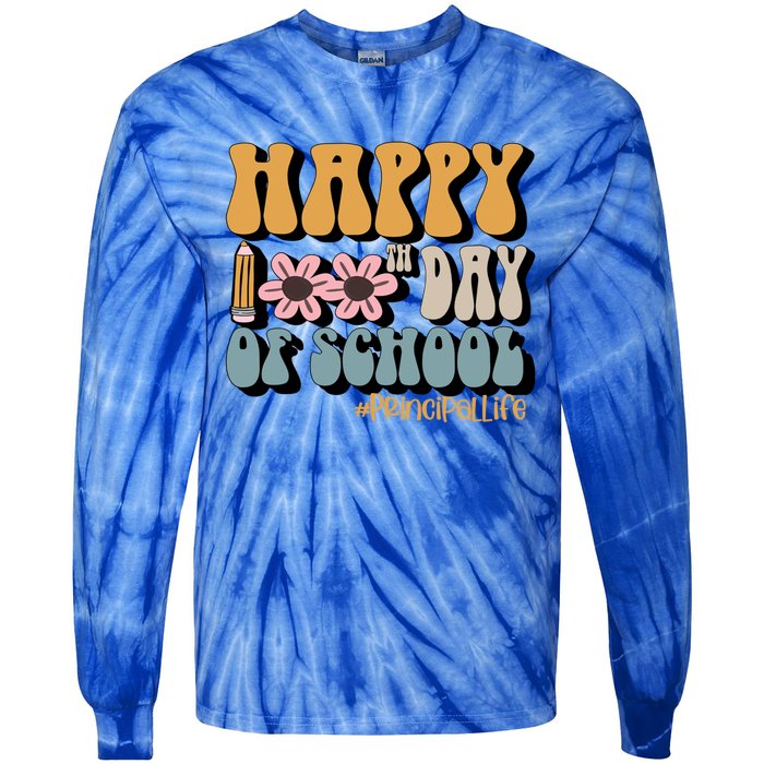 Principal Life Happy 100th Day Of School Meaningful Gift Tie-Dye Long Sleeve Shirt