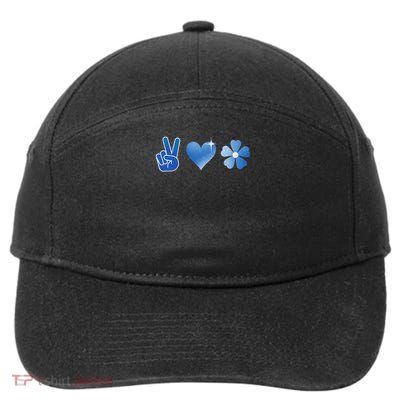 Peace Love Hope Child Abuse Awareness Blue Ribbon 7-Panel Snapback Hat