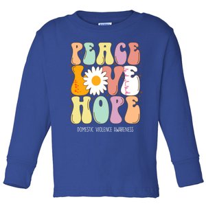 Peace Love Hope Domestic Violence Awareness Gift Toddler Long Sleeve Shirt