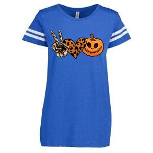 Peace Love Halloween Pumpkin Leopard Happy Halloween Meaningful Gift Enza Ladies Jersey Football T-Shirt