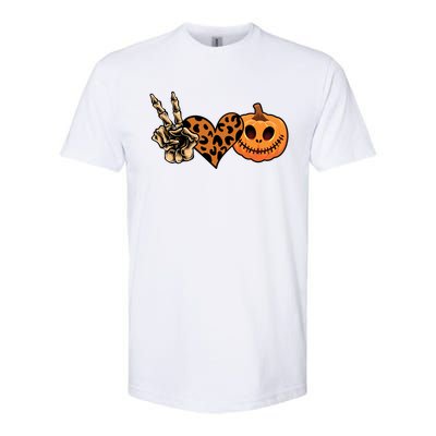 Peace Love Halloween Pumpkin Leopard Happy Halloween Meaningful Gift Softstyle® CVC T-Shirt