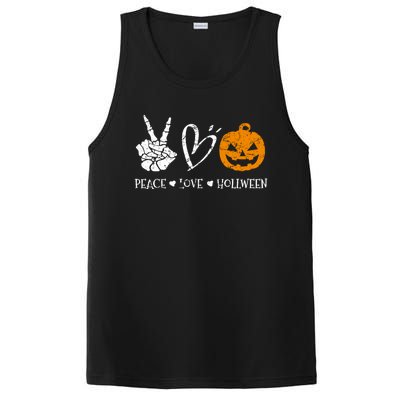 Peace Love Halloween Funny Halloween Meaningful Gift PosiCharge Competitor Tank