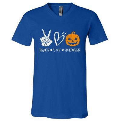 Peace Love Halloween Funny Halloween Meaningful Gift V-Neck T-Shirt