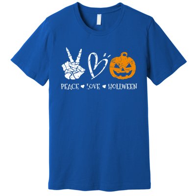 Peace Love Halloween Funny Halloween Meaningful Gift Premium T-Shirt