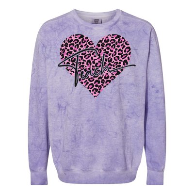 Pink Love Heart Leopard Print Teacher Colorblast Crewneck Sweatshirt