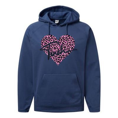 Pink Love Heart Leopard Print Teacher Performance Fleece Hoodie