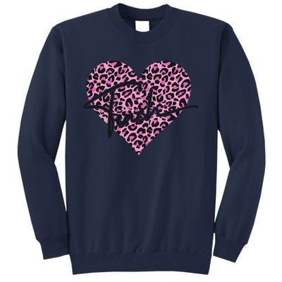 Pink Love Heart Leopard Print Teacher Tall Sweatshirt