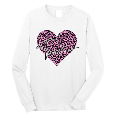 Pink Love Heart Leopard Print Teacher Long Sleeve Shirt