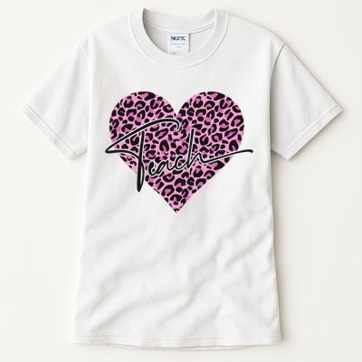 Pink Love Heart Leopard Print Teacher Tall T-Shirt