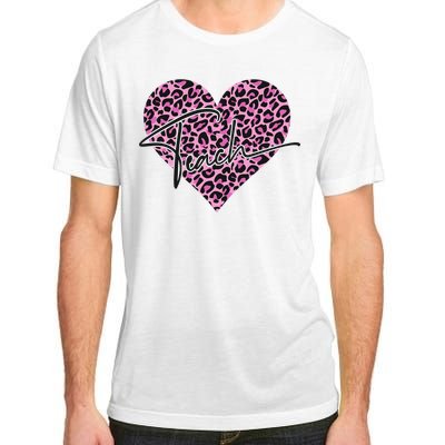 Pink Love Heart Leopard Print Teacher Adult ChromaSoft Performance T-Shirt