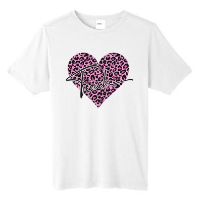 Pink Love Heart Leopard Print Teacher Tall Fusion ChromaSoft Performance T-Shirt