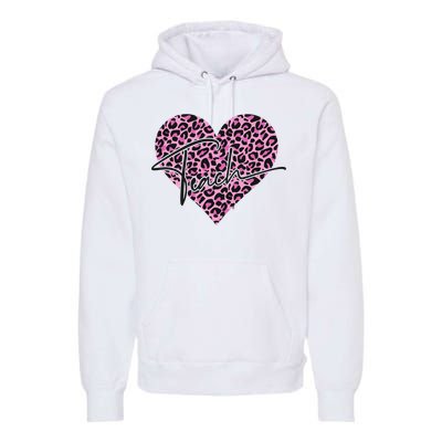 Pink Love Heart Leopard Print Teacher Premium Hoodie