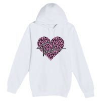 Pink Love Heart Leopard Print Teacher Premium Pullover Hoodie