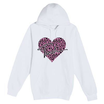 Pink Love Heart Leopard Print Teacher Premium Pullover Hoodie