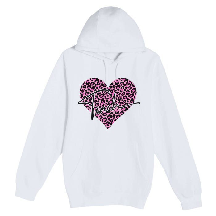 Pink Love Heart Leopard Print Teacher Premium Pullover Hoodie